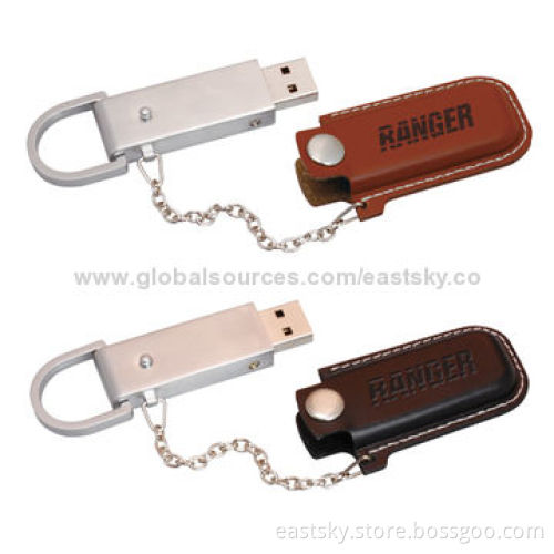 Leather USB Pen Drive, Compatible with PC, Notebook or Tablets, with USB 2.0 Interface